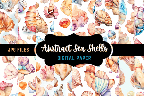 Abstract Seashells Digital Paper: Coastal Elegance for Modern Design
