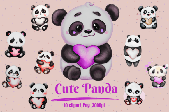 Charming Watercolor Panda Clipart for Modern Design Projects