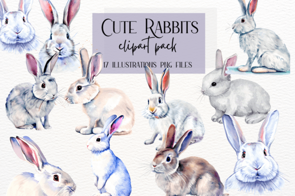 Charming Watercolor Rabbit Illustrations for Easter Design