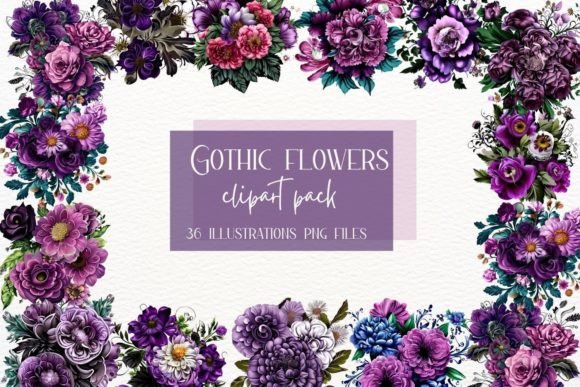Elevate Your Projects with Gothic Vintage Watercolor Flowers