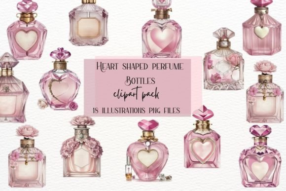 Enchanting Watercolor Heart Shaped Pink Perfumes for Designers