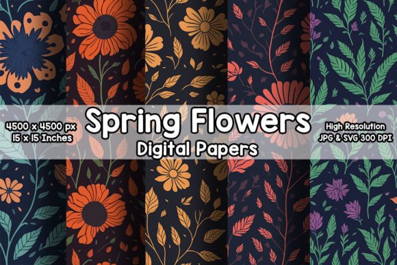 Spring Flowers Pattern Collection PART 2: Design Assets