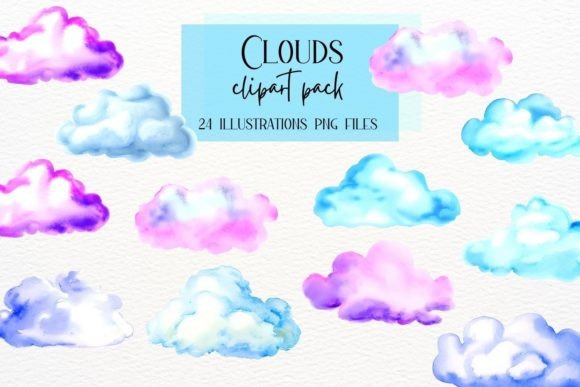 Watercolor Clouds Collection: A Nursery Clipart Set for Soft Branding